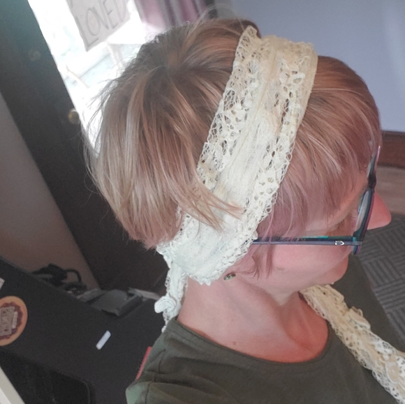 NWT Boho Lace Y2K summer scarf antique white - Picture 7 of 7